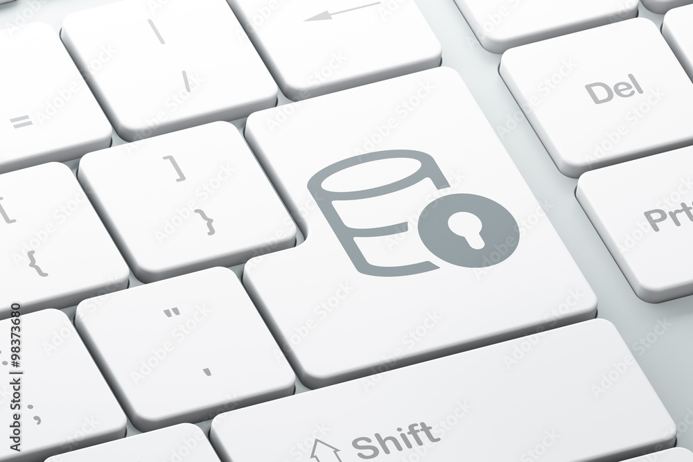 Software concept: Database With Lock on computer keyboard background Software concept: Database With Lock on computer keyboard background