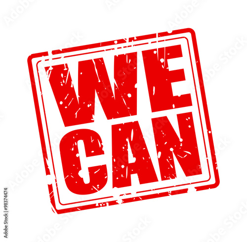 WE CAN red stamp text