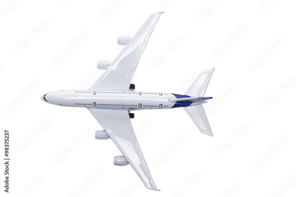 White plane on white background
