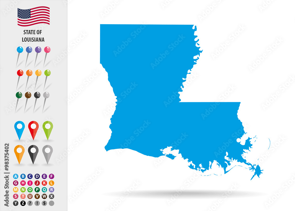 Map State of Louisiana USA
