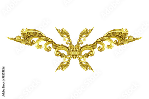 The art and pattern of carving gold sheet on white background