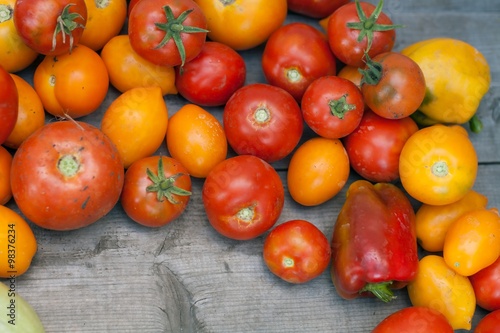 fresh dirty tomatoes only from a kitchen garden