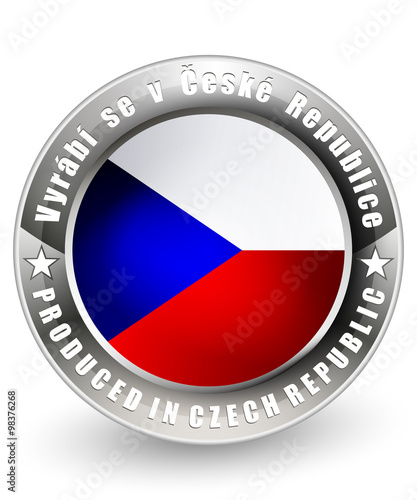 Produced in Czech Republic label. Vector icon.