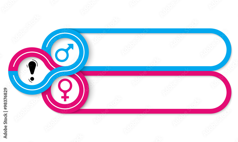 Obraz premium Two frames for your text and symbol of woman and man