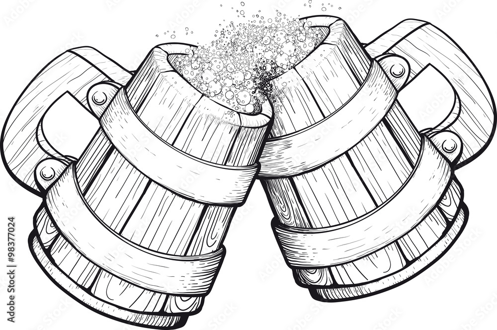 Two Beer wooden mugs Two Beer wooden mugs