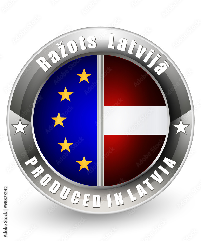 Produced in Latvia and EU label Produced in Latvia and EU label