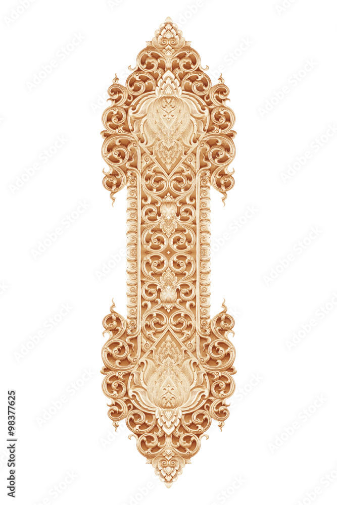 Pattern of wood carved on white background