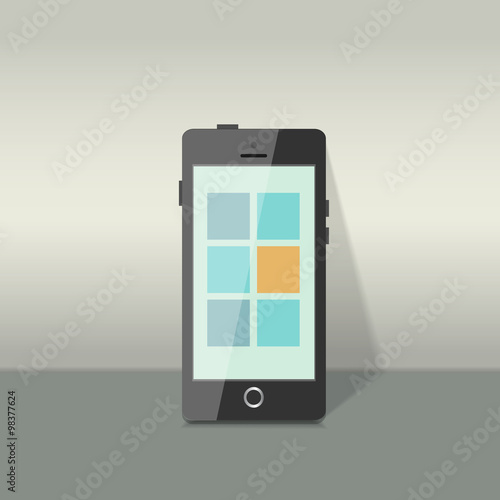 Image of a black smart phone. Vector illustration.  photo