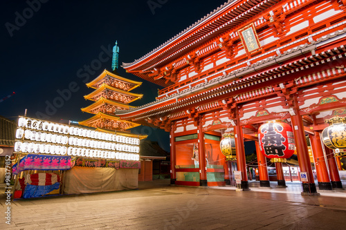 Photography Asakusa Kannon temple at night - Tokyo ,Japan