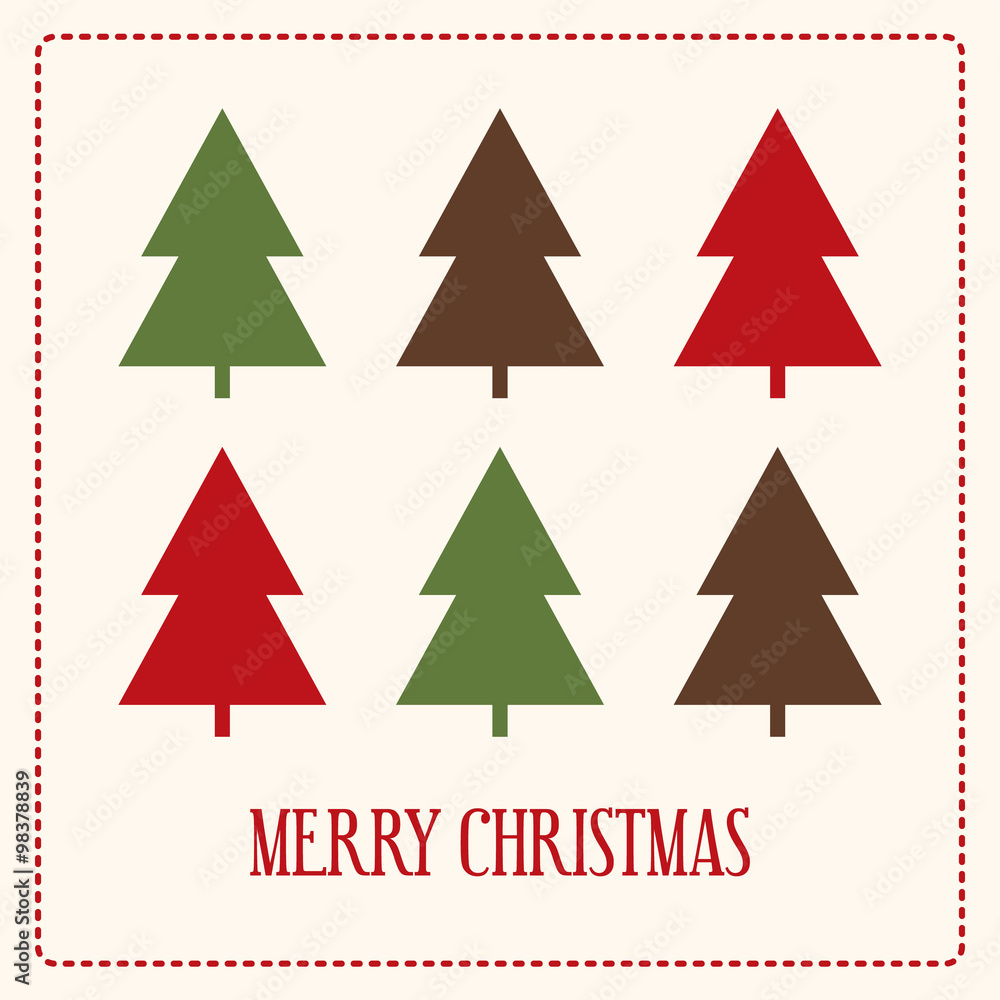 christmas greeting card design with christmas tree and vintage color christmas greeting card design with christmas tree and vintage color
