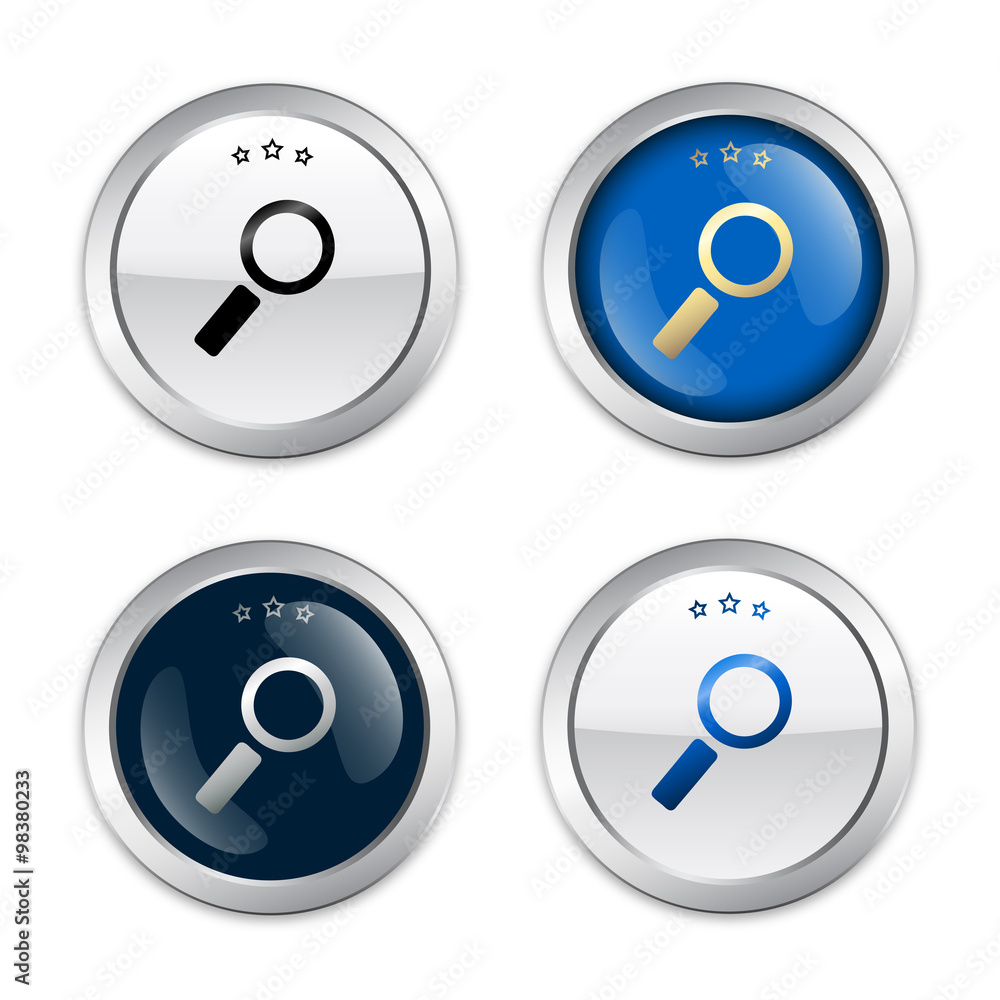 Best deal seals or icons with magnifying glass symbol. Glossy silver seals or buttons. Best deal seals or icons with magnifying glass symbol. Glossy silver seals or buttons.