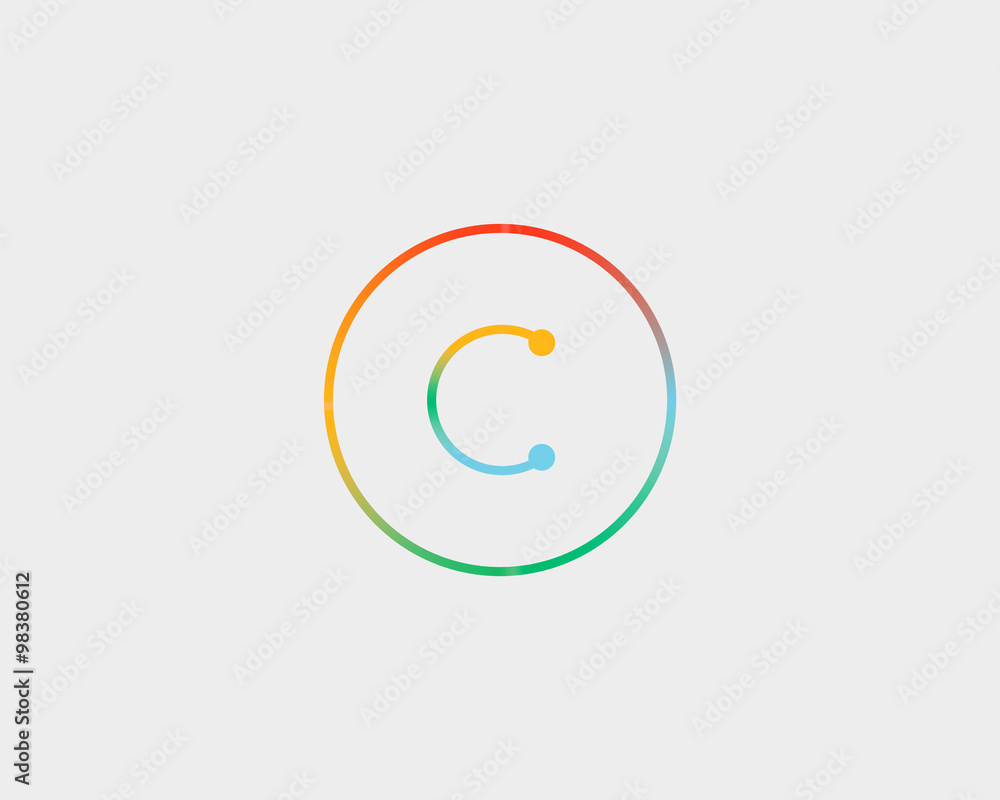 Abstract letter C logo design template. Colorful lined creative sign. Universal vector icon. Abstract letter C logo design template. Colorful lined creative sign. Universal vector icon.