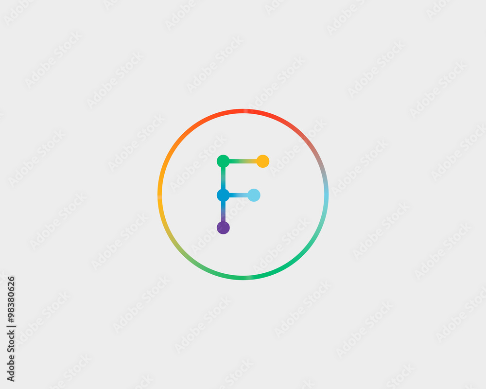 Abstract letter F logo design template. Colorful lined creative sign. Universal vector icon. Abstract letter F logo design template. Colorful lined creative sign. Universal vector icon.