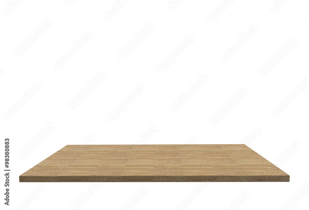 Empty top of hardwood floor table or counter isolated on white background. For product display Empty top of hardwood floor table or counter isolated on white background. For product display