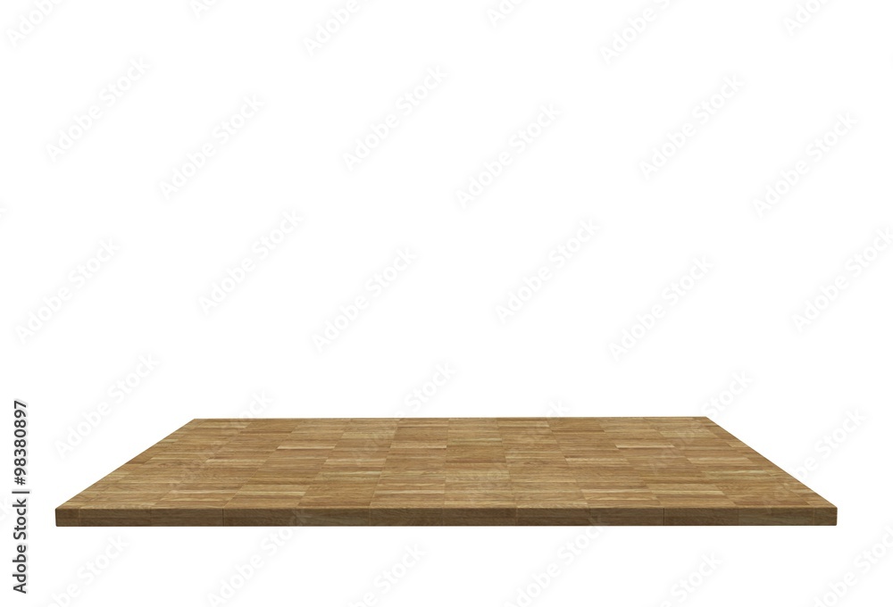 Empty top of wood floor table or counter isolated on white background. For product display Empty top of wood floor table or counter isolated on white background. For product display
