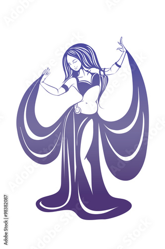 Dancing woman in expressive pose. flat silhouette