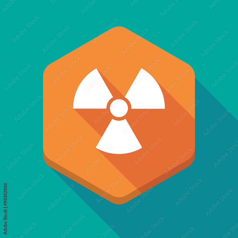 Long shadow hexagon icon with a radio activity sign Long shadow hexagon icon with a radio activity sign