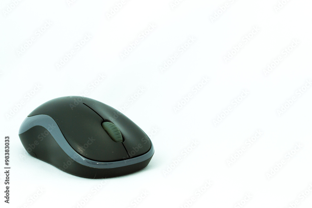 The mouse is two-toned, black body intercalated with grey stripe. between . This device is a wireless type. The mouse is two-toned, black body intercalated with grey stripe. between . This device is a wireless type.