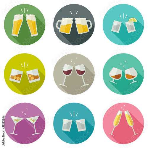 Clink glasses icons.