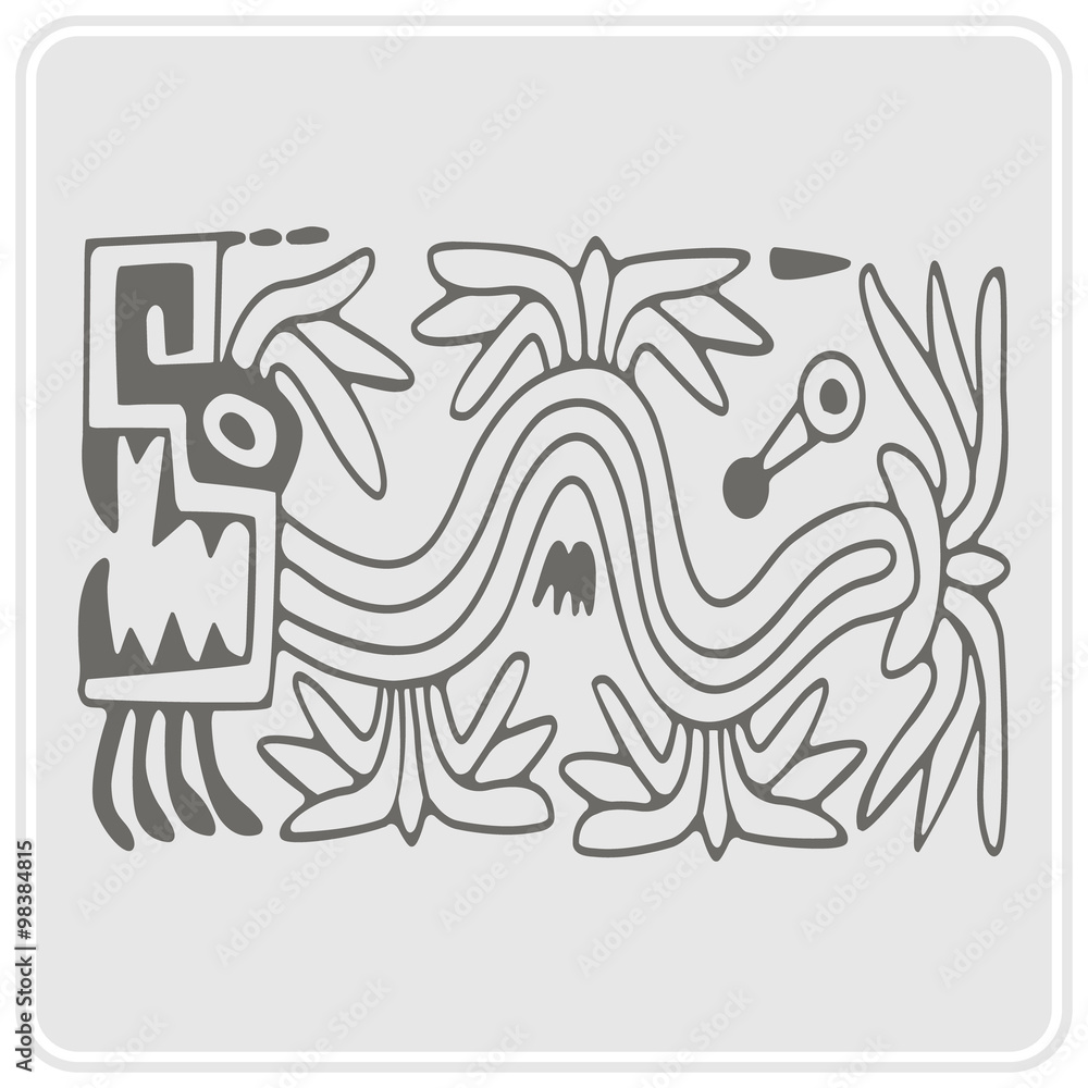 monochrome icon with American Indians art and ethnic ornaments for your design monochrome icon with American Indians art and ethnic ornaments for your design