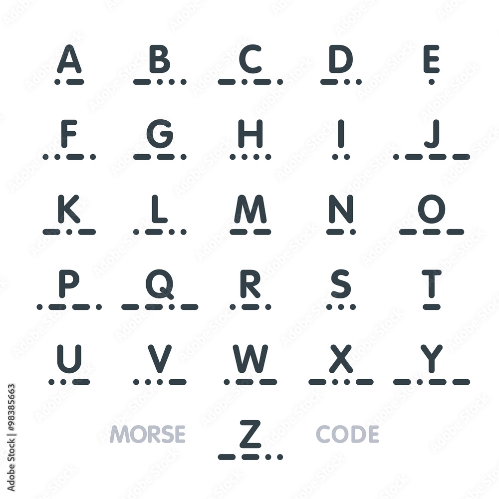 Азбука морзе алфавит таблица буквы Morse code, alphabet Векторный объект Stock Adobe Stock