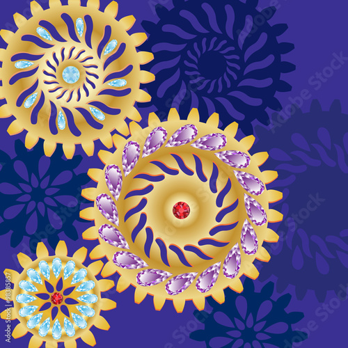 Precious mechanism with gems