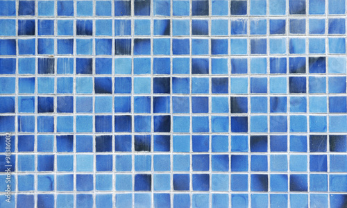 old blue ceramic wall tiles background
