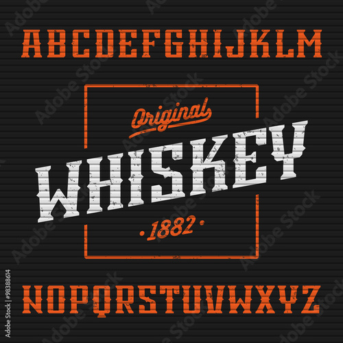 Whiskey label, western style font with sample design