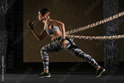 fitness girl with rope
