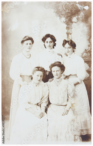 old photo  of  mother with daughters