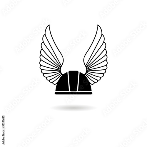 Icon gaelic helmet with wings. photo