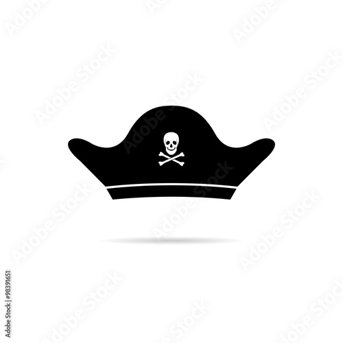 Icon pirate hat with skull and crossbones.
