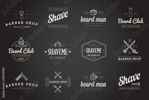 Set of Vector Barber Shop Elements and Shave Shop Icons Illustration can be used as Logo or Icon in premium quality