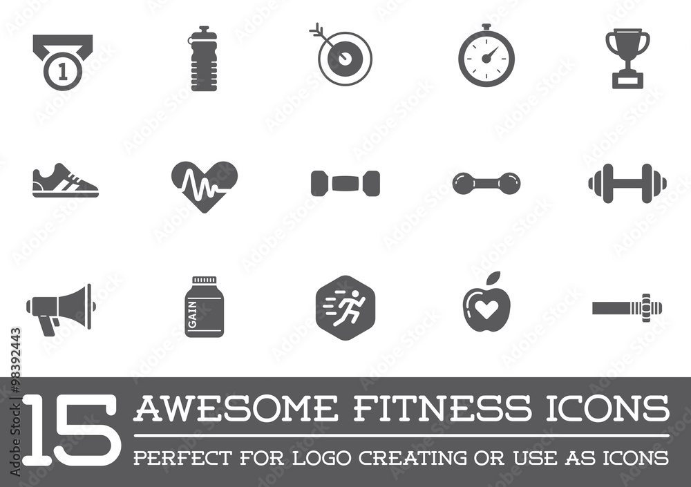 Set of Vector Fitness Aerobics Gym Elements and Fitness Icons Illustration can be used as Logo or Icon in premium quality Set of Vector Fitness Aerobics Gym Elements and Fitness Icons Illustration can be used as Logo or Icon in premium quality
