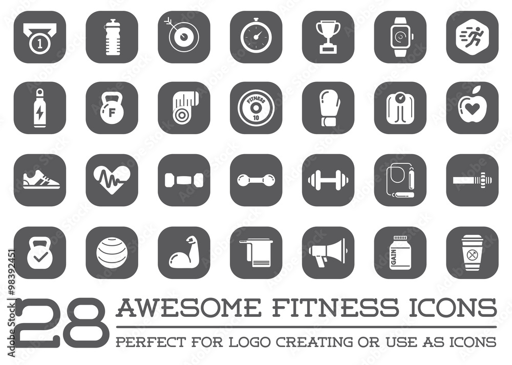 Set of Vector Fitness Aerobics Gym Elements and Fitness Icons Illustration can be used as Logo or Icon in premium quality Set of Vector Fitness Aerobics Gym Elements and Fitness Icons Illustration can be used as Logo or Icon in premium quality