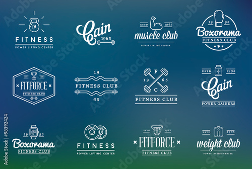 Set of Vector Fitness Aerobics Gym Elements and Fitness Icons Illustration can be used as Logo or Icon in premium quality Flat Icons Style