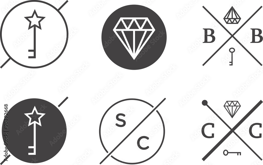 Fototapeta premium Set of Vector Outline Badges or Emblems Abstract Hipster Logo Templates