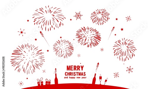 Canvas Print Silvester Feuerwerk Sekt