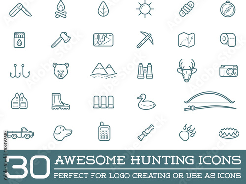 Set of Vector Hunting Camping Sport Elements Illustration can be used as Logo or Icon in premium quality