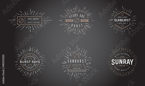 Sunburst on Starburst Element Set for Logo Creating or using as Icon