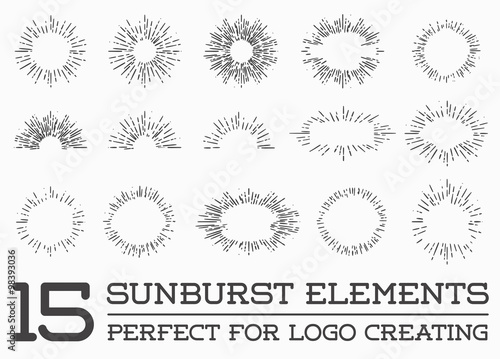 Sunburst on Starburst Element Set for Logo Creating or using as Icon