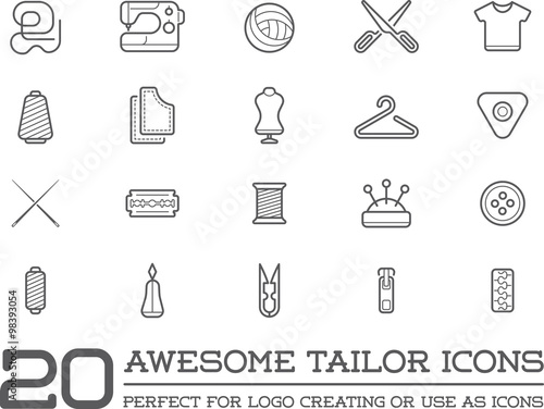Set of Vector Tailoring Tailor Sew Elements and Sewing Knitting Illustration can be used as Logo or Icon in premium quality
