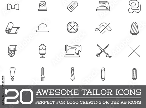 Set of Vector Tailoring Tailor Sew Elements and Sewing Knitting Illustration can be used as Logo or Icon in premium quality