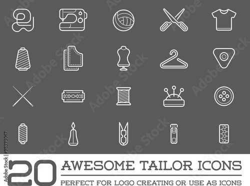Set of Vector Tailoring Tailor Sew Elements and Sewing Knitting Illustration can be used as Logo or Icon in premium quality