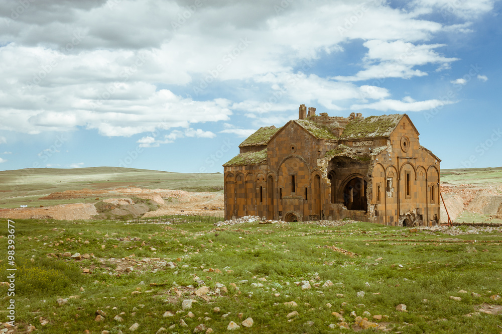 Ani Cathedral in the ruined medieval Armenian city Ani in Eastern Turkey.