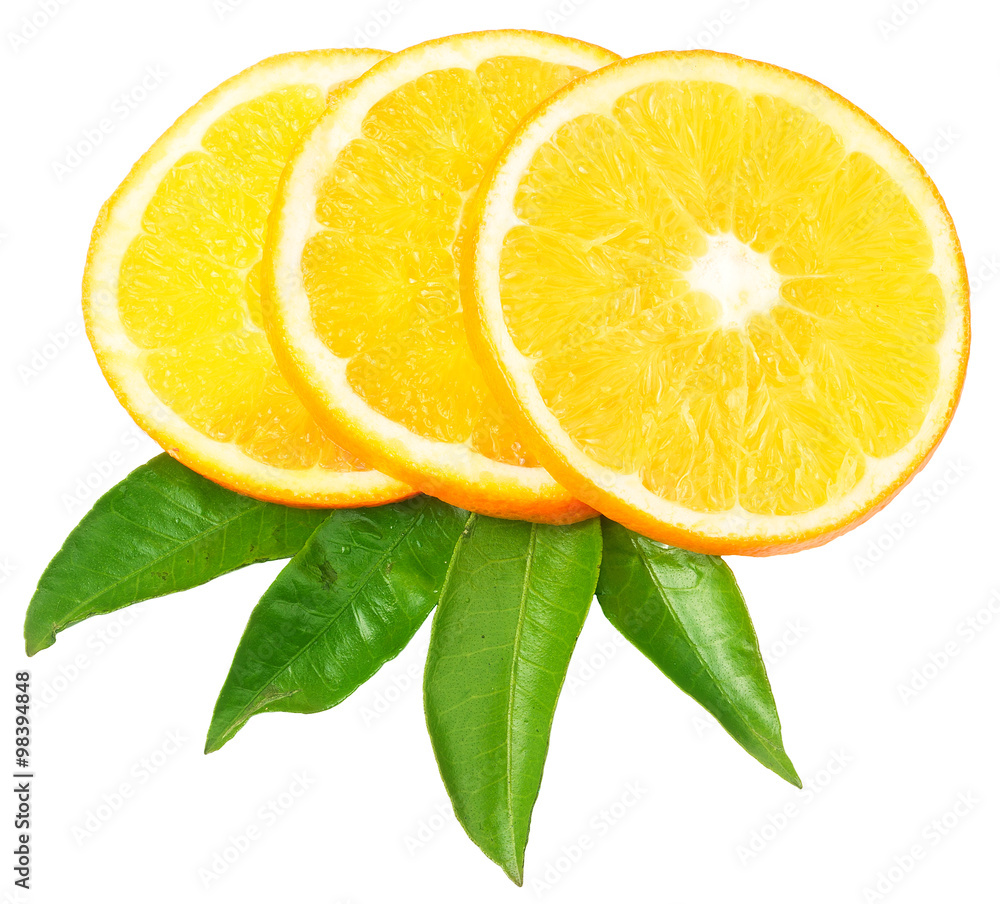 orange slices on a white background orange slices on a white background