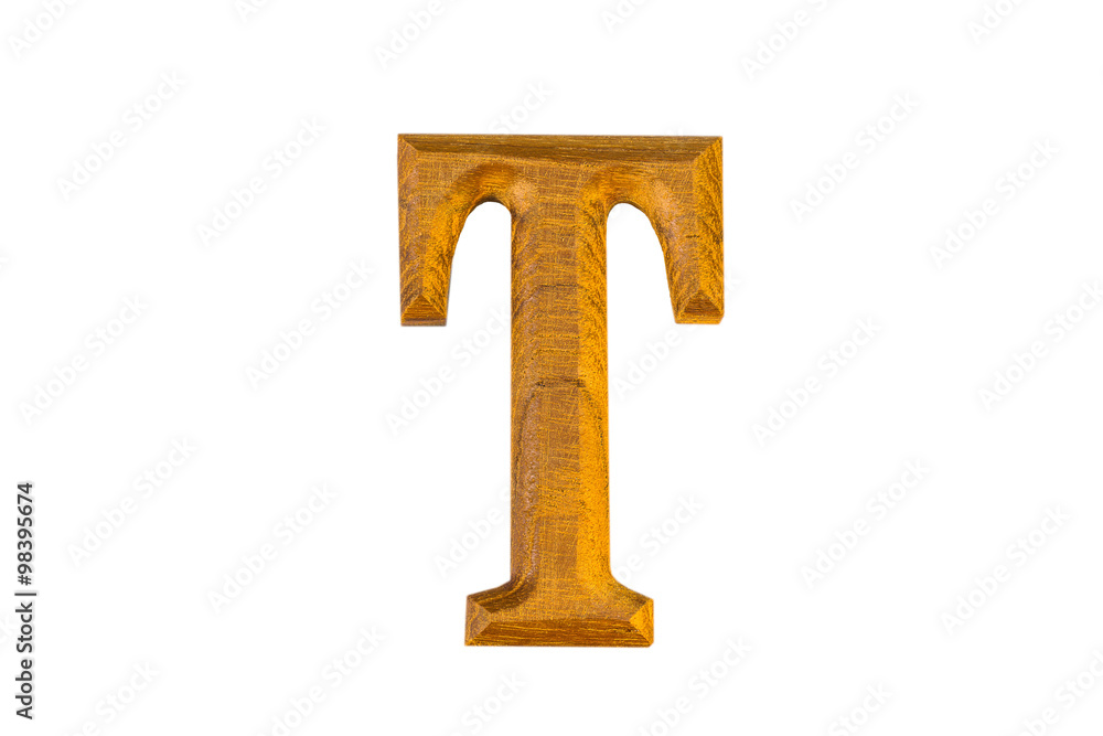 T Alphabet made from golden teak T Alphabet made from golden teak