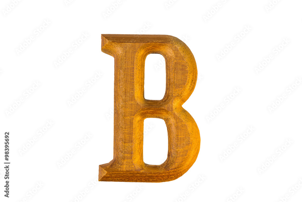 B Alphabet made from golden teak B Alphabet made from golden teak