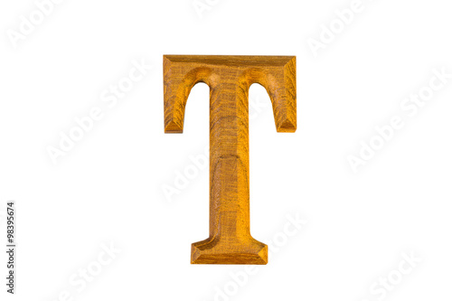 T Alphabet made from golden teak