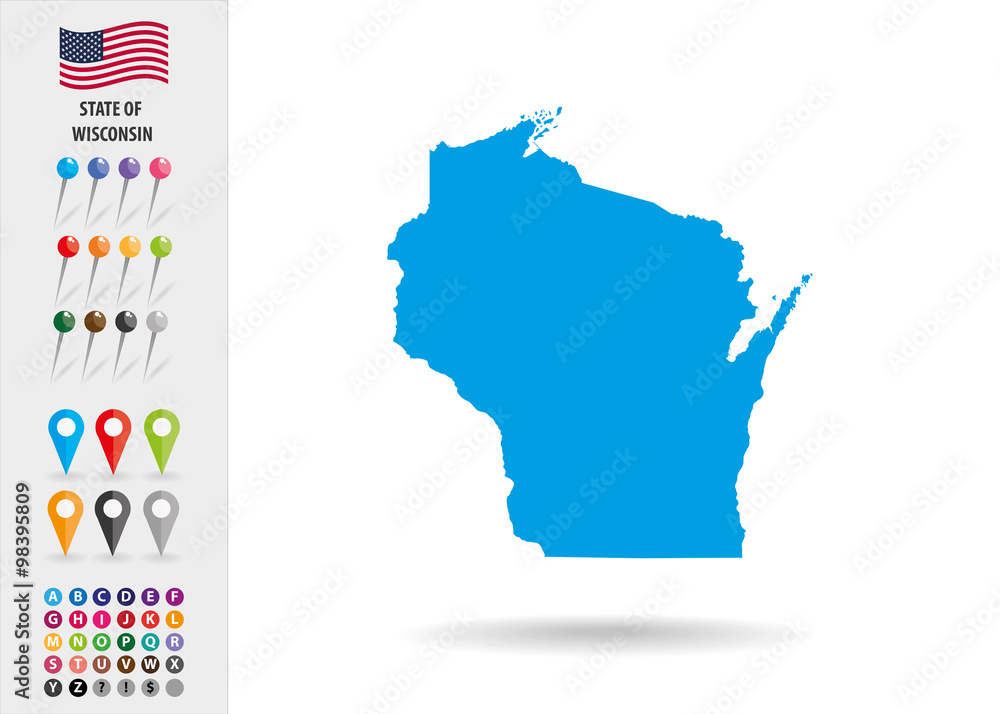 Obraz premium Map State of Wisconsin USA
